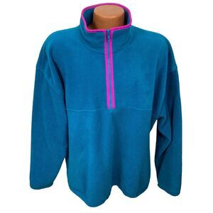 Vintage Cheetahs Mervyns Jacket Mens Size XL Teal Fleece